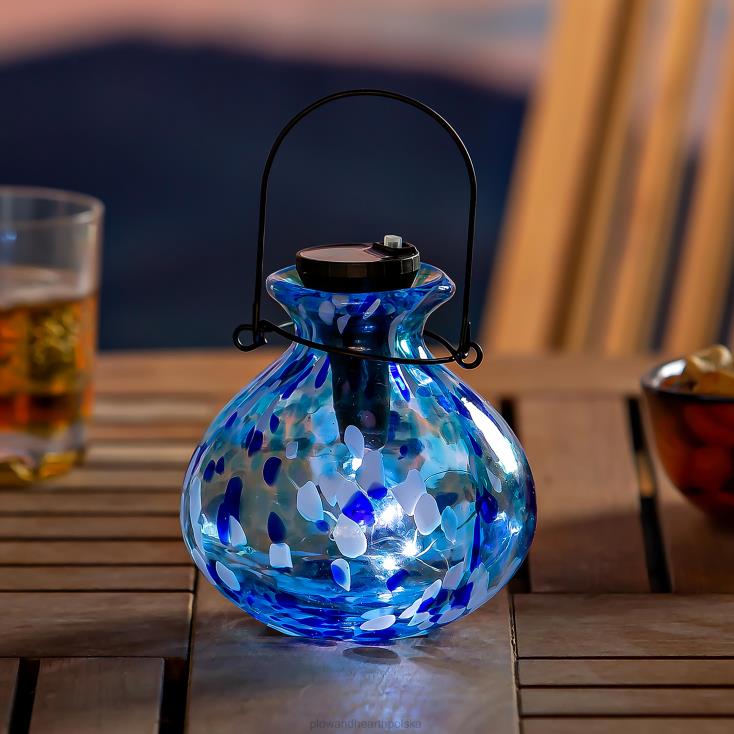 Plow & Hearth kompaktowa latarnia słoneczna konfetti - turkusowe konfetti 02XR6472 podwórko i ogród