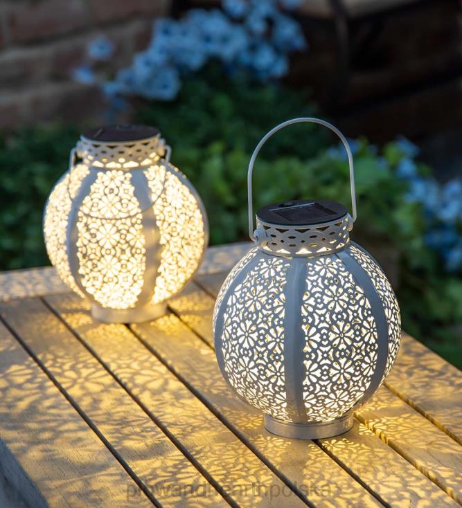 Plow & Hearth mini latarnie słoneczne z wycięciami, zestaw 2 sztuk - brąz 02XR6484 podwórko i ogród