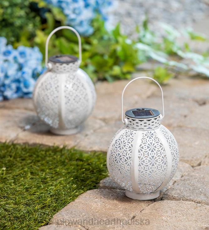 Plow & Hearth mini latarnie słoneczne z wycięciami, zestaw 2 sztuk - brąz 02XR6484 podwórko i ogród