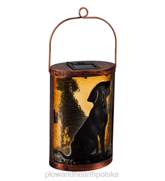 Plow & Hearth ręcznie malowana szklana latarnia słoneczna - pies 02XR6463 podwórko i ogród