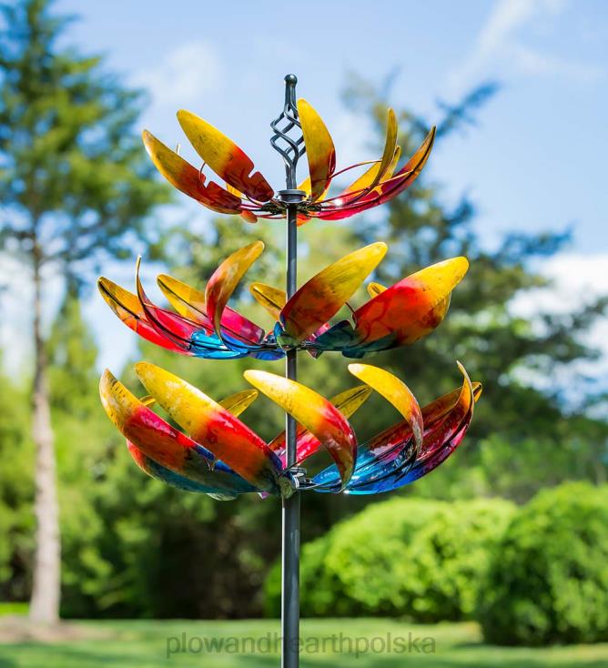 Plow & Hearth Trzypoziomowy metalowy wiatraczek ombre fale 02XR6137 podwórko i ogród