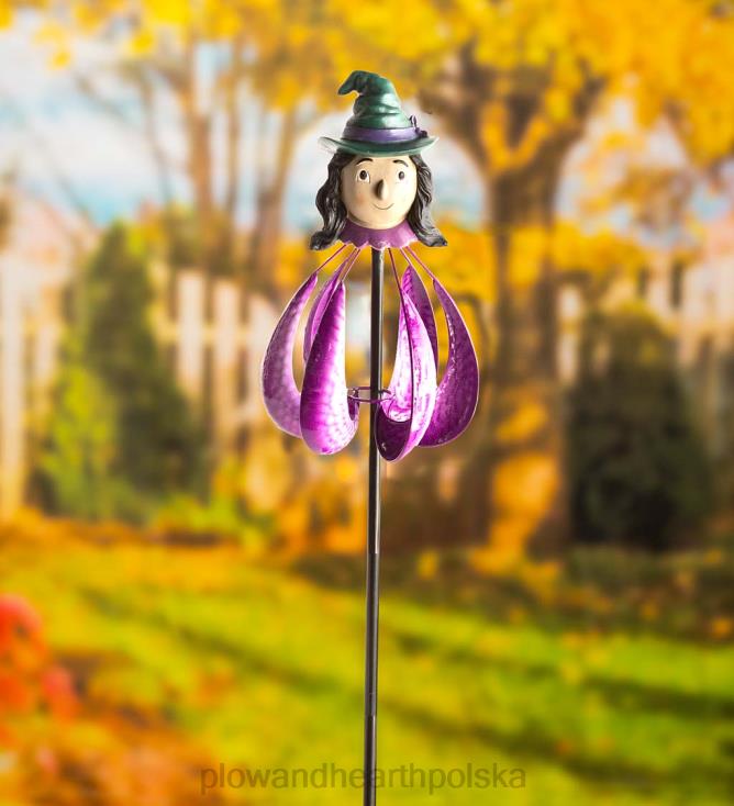 Plow & Hearth metalowy wiatraczek ogrodowy czarownicy na Halloween 02XR6210 podwórko i ogród