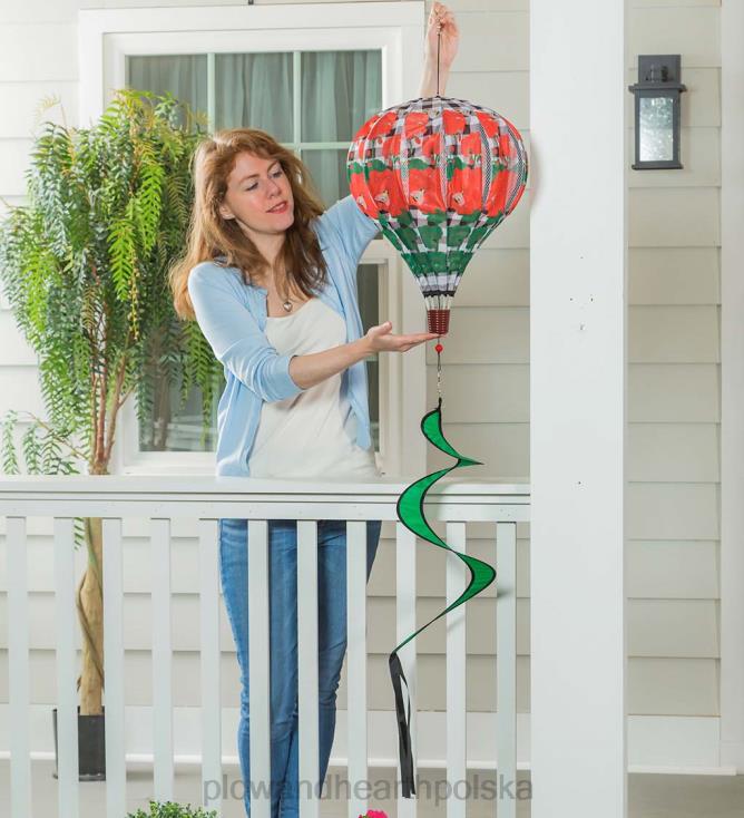 Plow & Hearth składana wiatrówka balonowa ze spiralnym ogonem - cytrynowa krata 02XR6152 podwórko i ogród