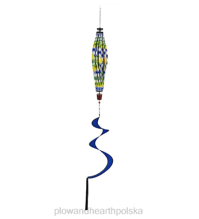 Plow & Hearth składana wiatrówka balonowa ze spiralnym ogonem - cytrynowa krata 02XR6152 podwórko i ogród