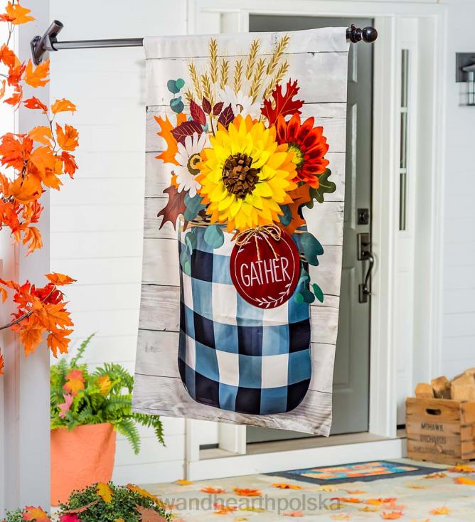 Plow & Hearth jesienna flaga lnianego domu w słoiku na przetwory 02XR6626 podwórko i ogród