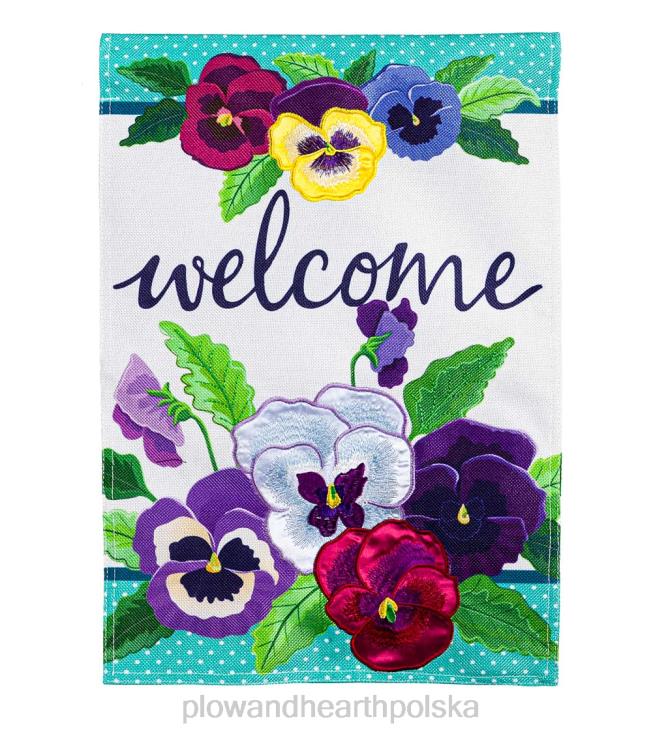 Plow & Hearth ładna flaga ogrodowa z bratkami z juty 02XR6565 podwórko i ogród