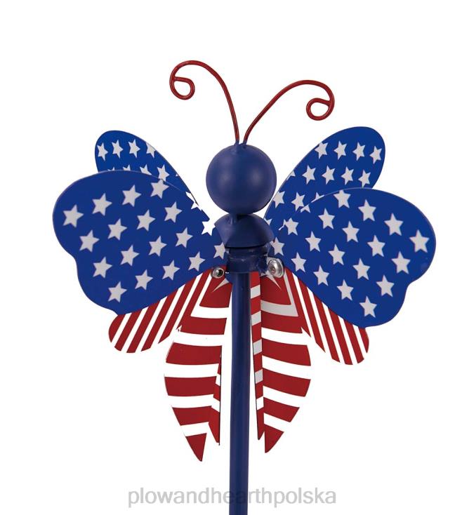 Plow & Hearth flaga amerykańska wirująca skrzydlata kołek ogrodowy - ważka 02XR6271 podwórko i ogród