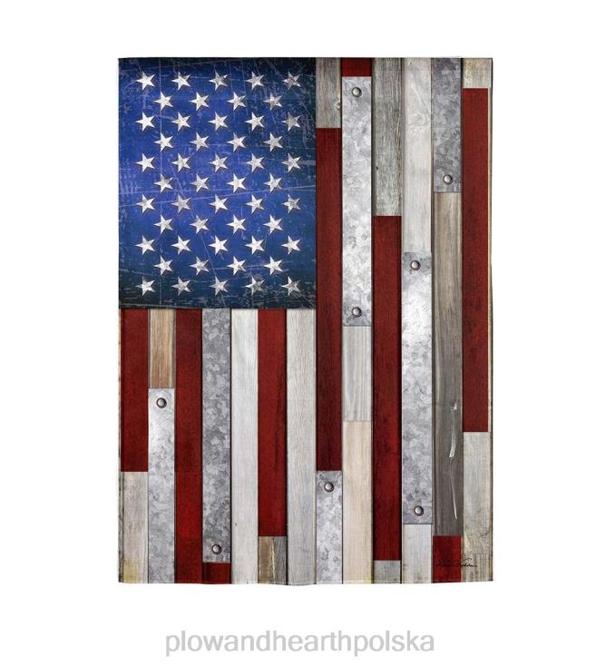 Plow & Hearth flaga ogrodowa z rustykalnego drewna i ocynkowanego metalu zamszowa amerykańska 02XR6266 podwórko i ogród