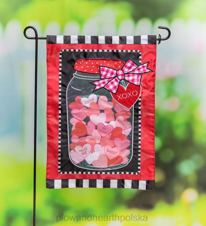 Plow & Hearth serca w słoiku z aplikacją flagi ogrodowej 02XR6601 podwórko i ogród