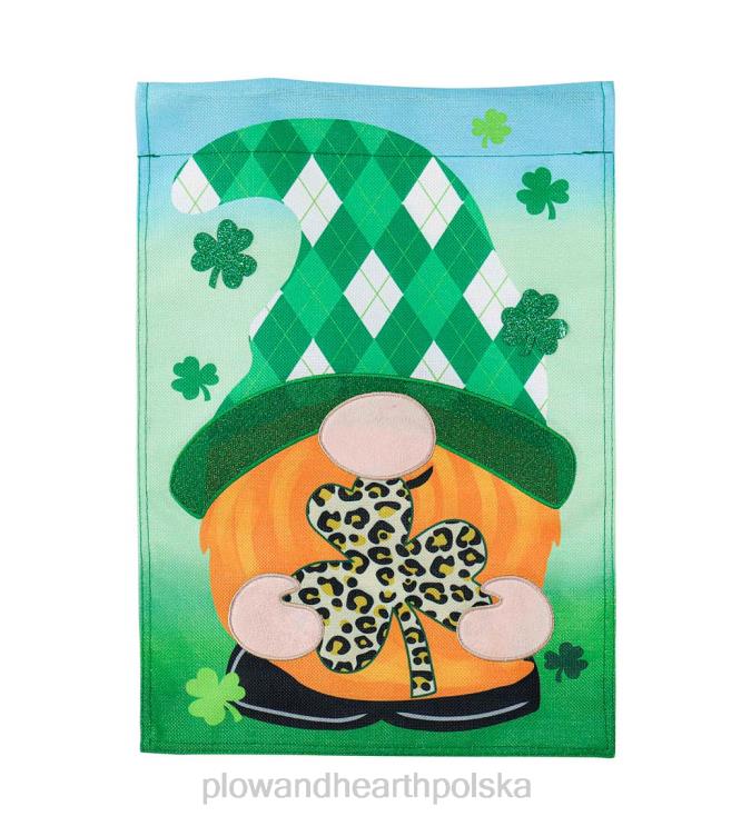 Plow & Hearth ul. Flaga ogrodowa z jutowego krasnala Patrick's 02XR6593 podwórko i ogród