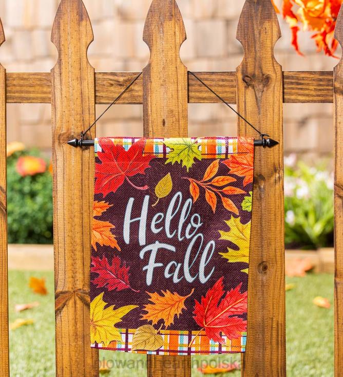 Plow & Hearth zamszowa flaga ogrodowa w kratę witaj jesienią 02XR6609 podwórko i ogród