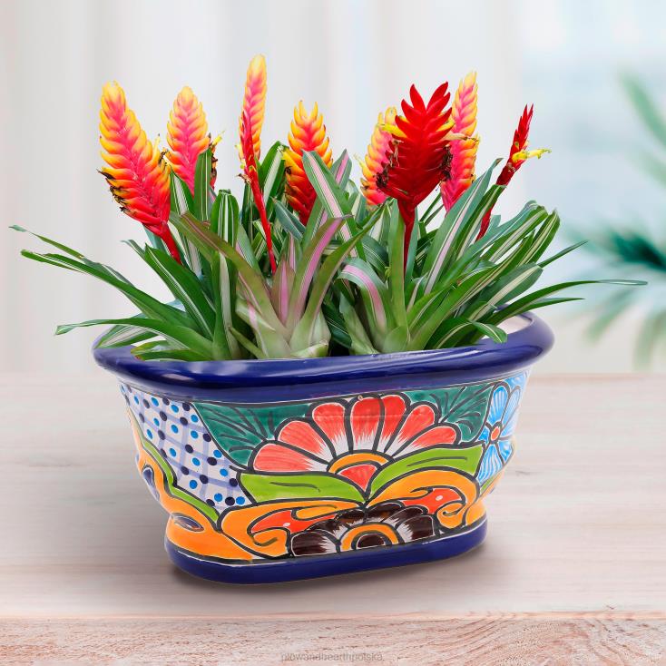 Plow & Hearth biało-granatowa donica Talavera 02XR6972 podwórko i ogród