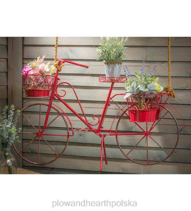 Plow & Hearth czerwona metalowa podstawka na rowery 02XR6966 podwórko i ogród