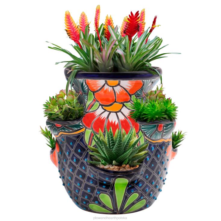 Plow & Hearth duża doniczka na truskawki Talavera w kolorze królewskiego błękitu 02XR6939 podwórko i ogród