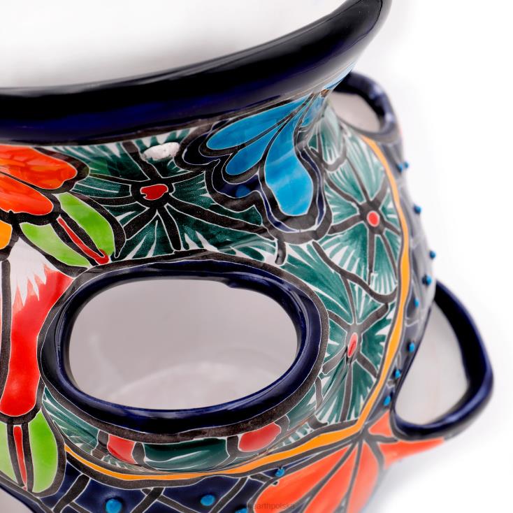 Plow & Hearth duża doniczka na truskawki Talavera w kolorze królewskiego błękitu 02XR6939 podwórko i ogród