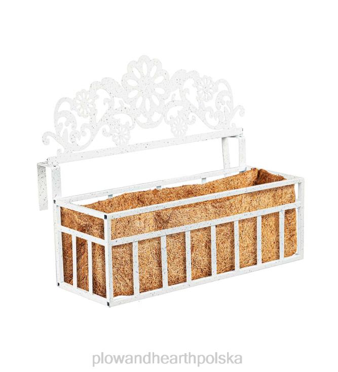 Plow & Hearth przygnębiona, biała, kwiatowa donica balustradowa 02XR6938 podwórko i ogród