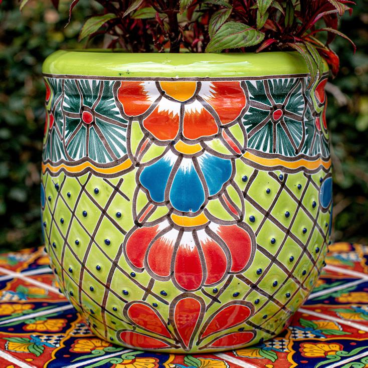 Plow & Hearth średniozielona donica Talavera 02XR6955 podwórko i ogród