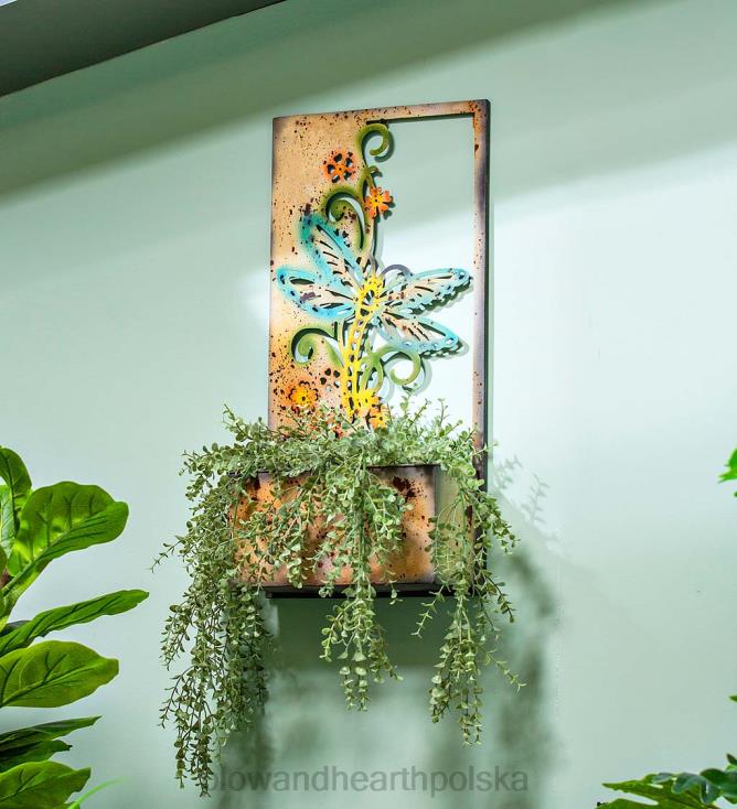 Plow & Hearth stojak na rośliny z malowanego metalu na ważki 02XR6965 podwórko i ogród