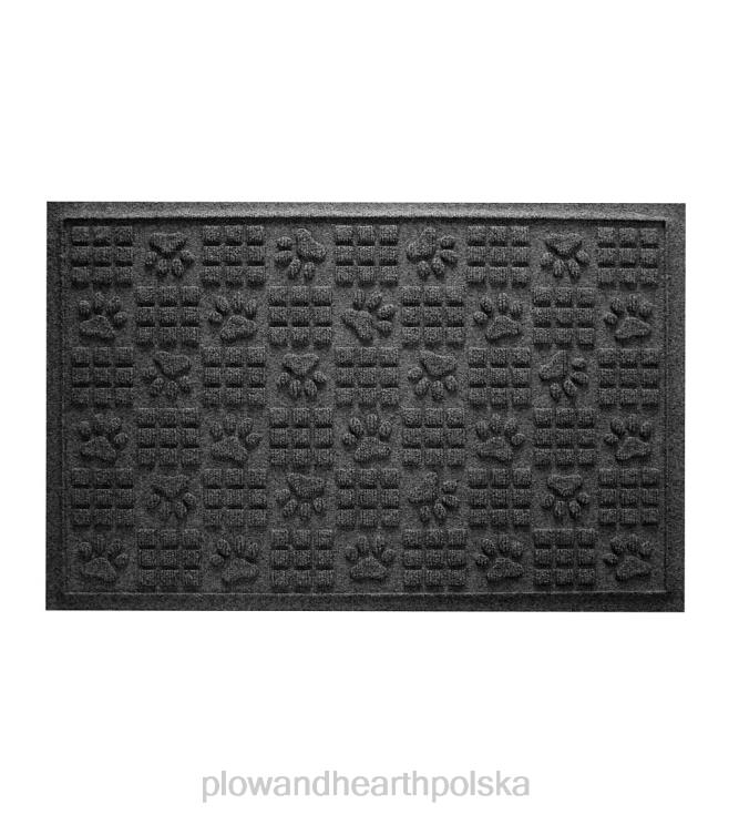 Plow & Hearth Wycieraczka z łapkami i kwadratami do użytku wewnątrz/na zewnątrz, 2' x 3' - węgiel drzewny 02XR61025 podwórko i ogród