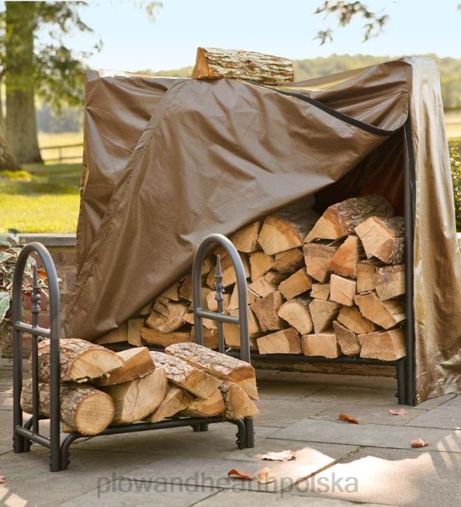 Plow & Hearth Wytrzymały stalowy stojak na drewno z wykończeniem 02XR61003 podwórko i ogród