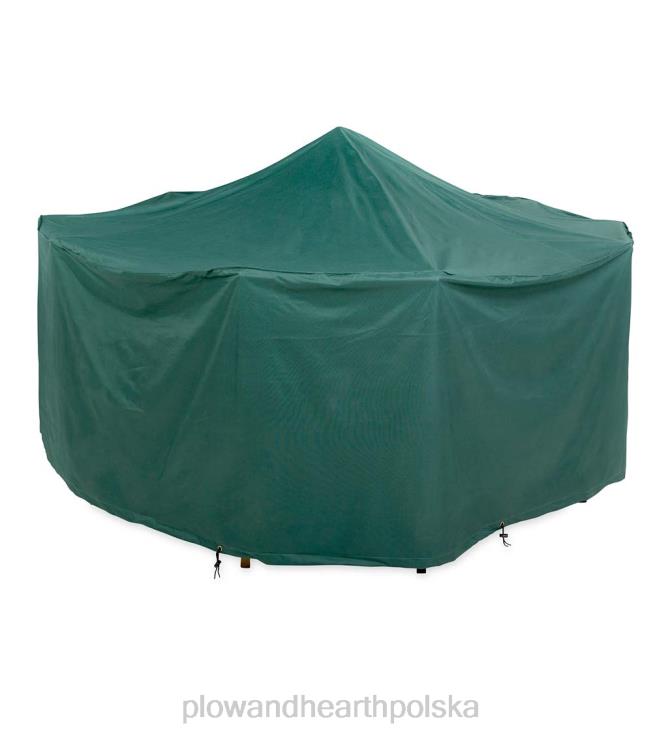 Plow & Hearth klasyczny pokrowiec na meble ogrodowe na każdą pogodę na duży okrągły stół i krzesła - zielony 02XR61067 podwórko i ogród