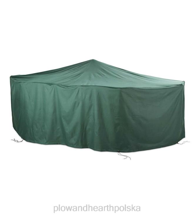 Plow & Hearth klasyczny pokrowiec na meble ogrodowe na każdą pogodę na duży prostokątny stół i krzesła - zielony 02XR61024 podwórko i ogród