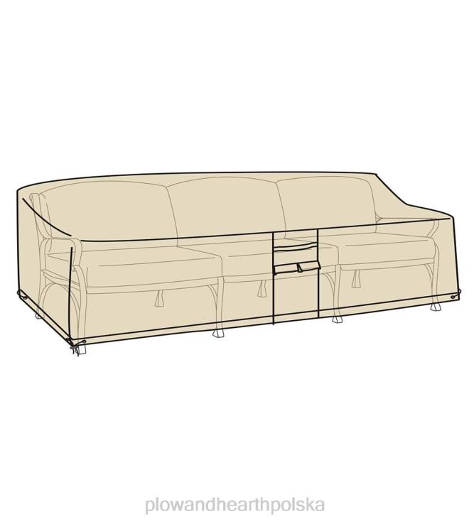 Plow & Hearth luksusowy pokrowiec na sofę z głębokim siedziskiem - tan 02XR61028 podwórko i ogród