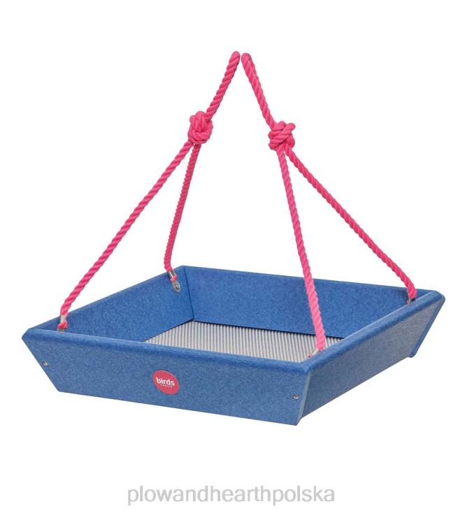 Plow & Hearth kolorowa wisząca taca z polietylenu pochodzącego z recyklingu – niebieska 02XR6757 podwórko i ogród