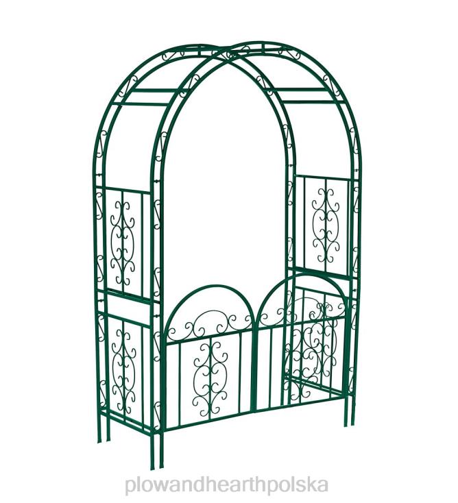 Plow & Hearth kolorowa metalowa altana ogrodowa z bramą montebello montebello - zielona 02XR6663 podwórko i ogród