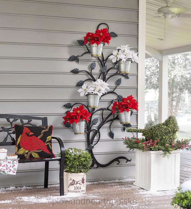 Plow & Hearth wisząca krata drzewna z uchwytami na doniczki 02XR6656 podwórko i ogród