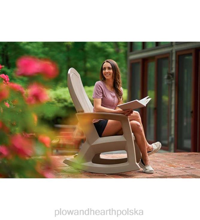 Plow & Hearth Ekologiczny fotel bujany na każdą pogodę - ciemnoszary brąz 02XR6678 podwórko i ogród