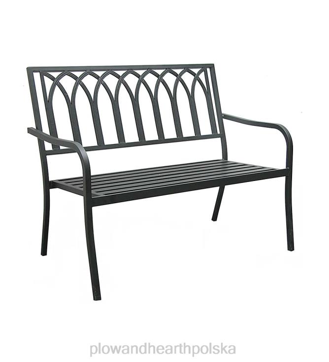 Plow & Hearth Metalowa ławka ogrodowa katedralna - czarna 02XR6686 podwórko i ogród