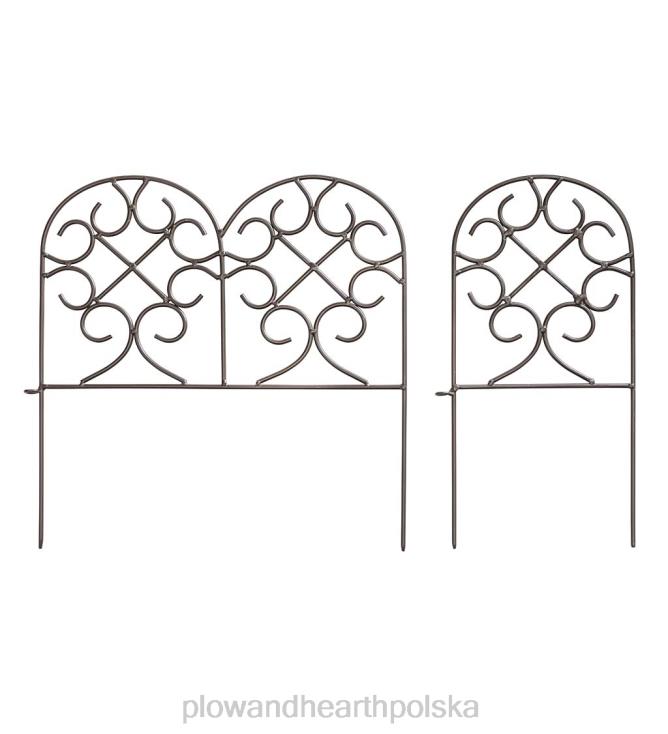 Plow & Hearth obrzeża z kutego żelaza ze szlifowanymi palikami i wykończeniem z brązu 02XR6670 podwórko i ogród