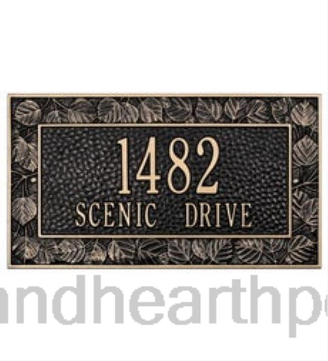 Plow & Hearth Amerykańska spersonalizowana tabliczka adresowa osika z odlewu aluminiowego - czarna 02XR6728 podwórko i ogród