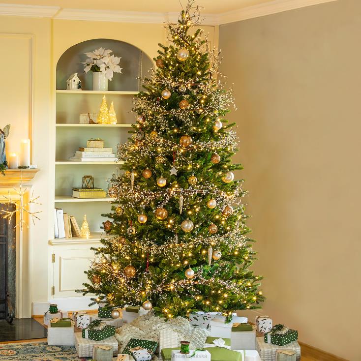 Plow & Hearth Choinka choinkowa typu Sussex 7'3" z ciepłymi białymi i zmieniającymi kolor diodami LED 02XR62497 sezonowe i prezenty