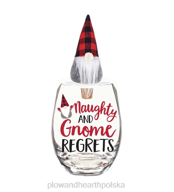 Plow & Hearth niegrzeczny i gnom żałuje 17 uncji. zestaw upominkowy kieliszek z korkiem do wina 02XR62991 sezonowe i prezenty