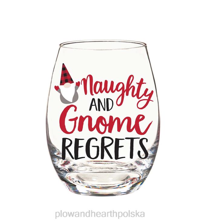 Plow & Hearth niegrzeczny i gnom żałuje 17 uncji. zestaw upominkowy kieliszek z korkiem do wina 02XR62991 sezonowe i prezenty
