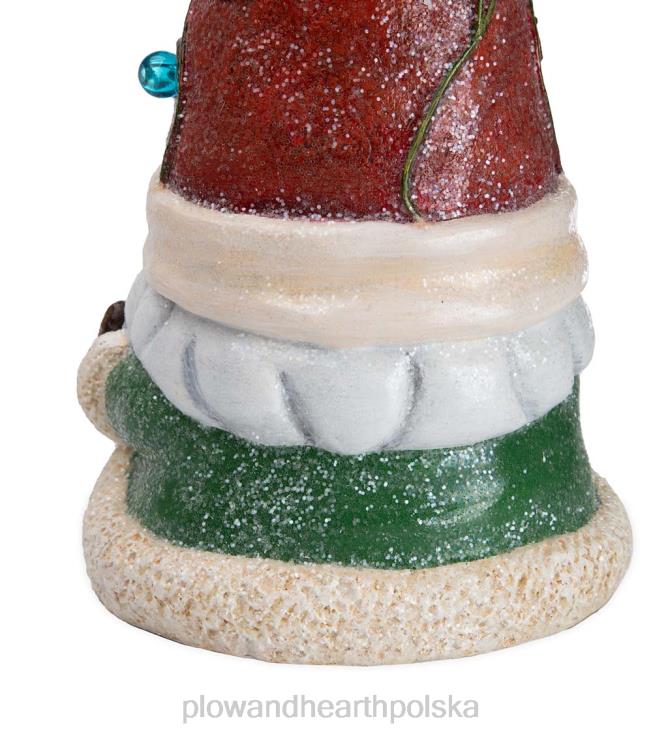 Plow & Hearth oświetlony świąteczny posąg krasnala ogrodowego z czapką na choinkę 02XR62994 sezonowe i prezenty