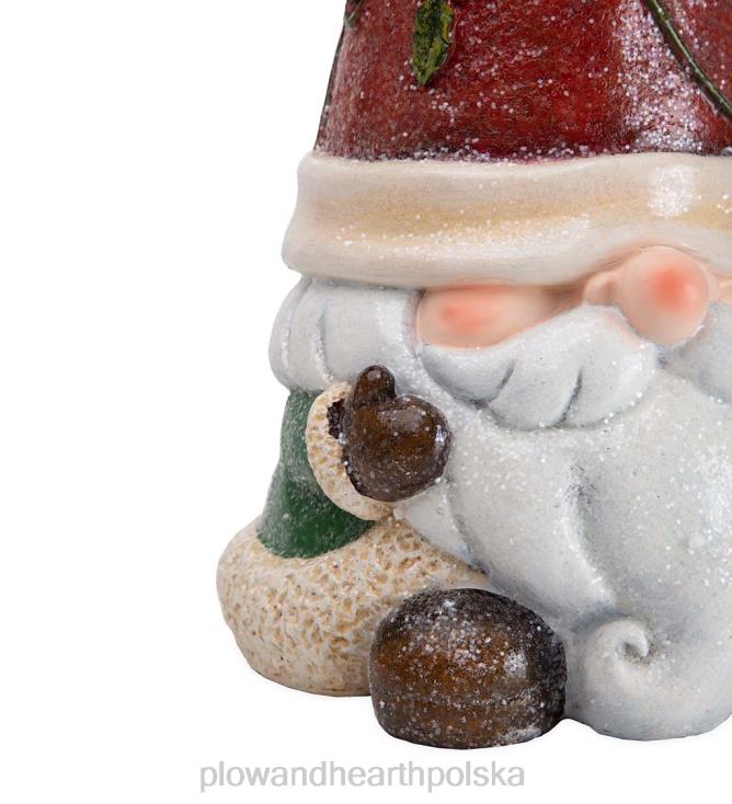 Plow & Hearth oświetlony świąteczny posąg krasnala ogrodowego z czapką na choinkę 02XR62994 sezonowe i prezenty