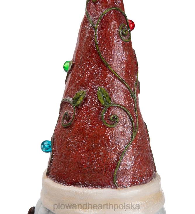 Plow & Hearth oświetlony świąteczny posąg krasnala ogrodowego z kapeluszem Świętego Mikołaja 02XR62993 sezonowe i prezenty