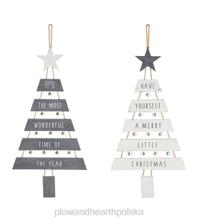 Plow & Hearth Ozdoba ścienna w kształcie choinki, zestaw 2 szt 02XR62306 sezonowe i prezenty