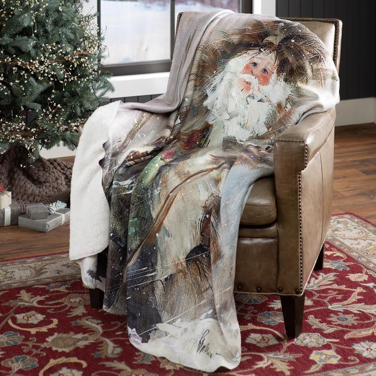 Plow & Hearth Rzut polarowy Northwoods Santa Sherpa 02XR62281 sezonowe i prezenty