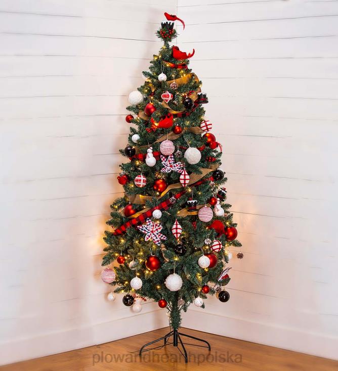 Plow & Hearth kompletny zestaw choinkowy w pudełku z lampkami, dekoracjami i torbą do przechowywania 02XR62296 sezonowe i prezenty