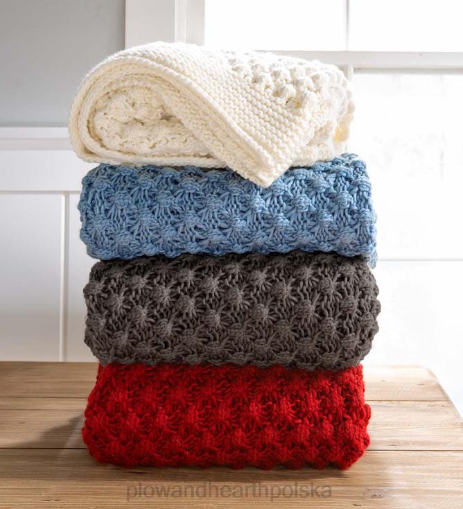 Plow & Hearth lekka, dzianinowa, wygodna narzuta akrylowa - niebieska 02XR62169 sezonowe i prezenty