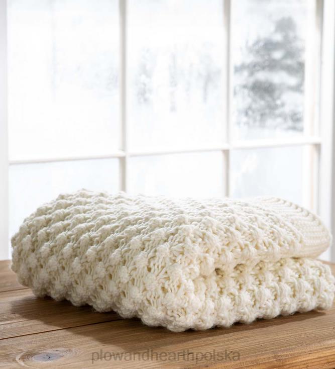 Plow & Hearth lekka, dzianinowa, wygodna narzuta akrylowa - niebieska 02XR62169 sezonowe i prezenty