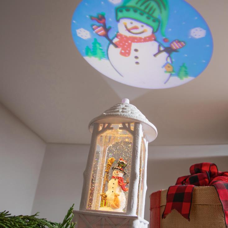 Plow & Hearth oświetlona latarnia wodna w kształcie bałwana z projektorem 02XR62247 sezonowe i prezenty