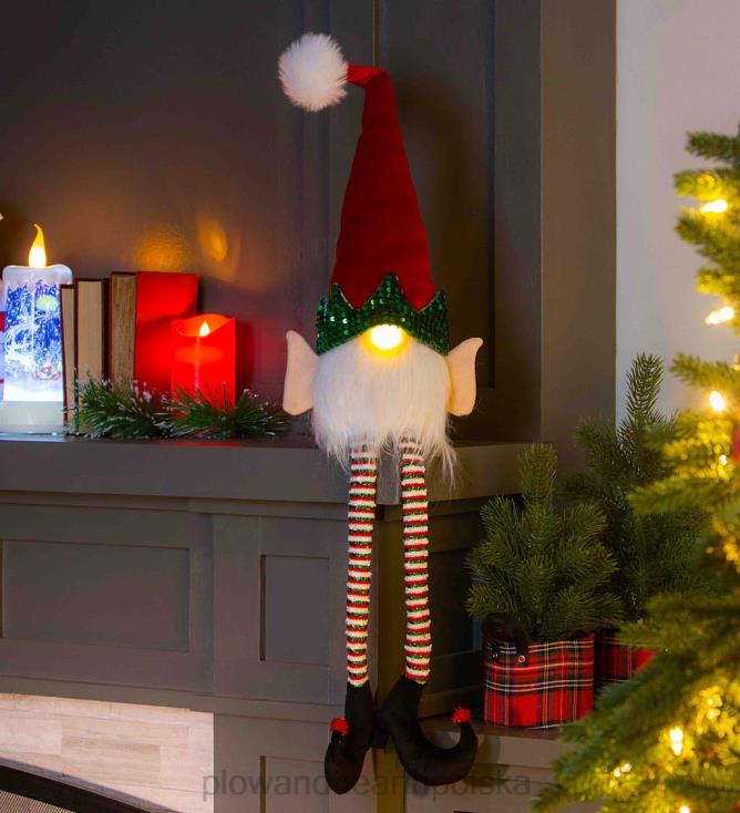 Plow & Hearth oświetlony wystrój stołu gnoma elfa 02XR62263 sezonowe i prezenty