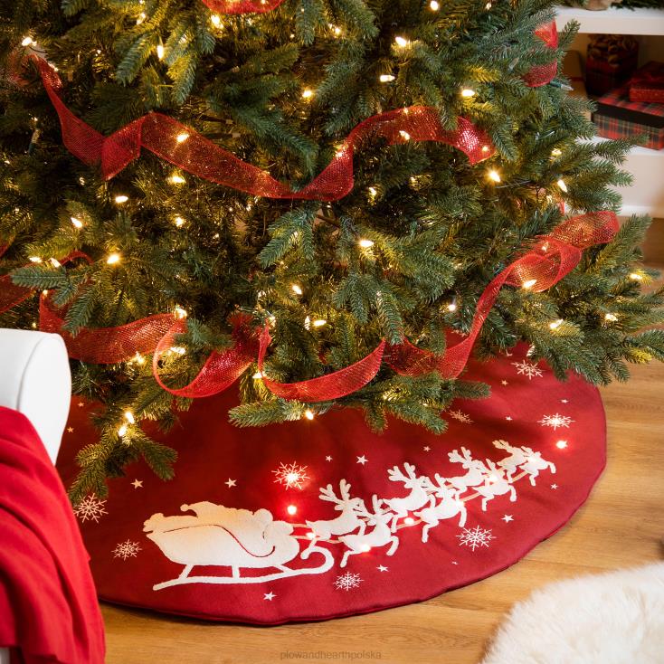 Plow & Hearth podświetlana spódnica choinkowa w kształcie sań Świętego Mikołaja 02XR62258 sezonowe i prezenty