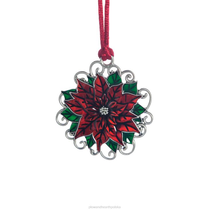 Plow & Hearth solidna cynowa ozdoba choinkowa - poinsecja 02XR62162 sezonowe i prezenty