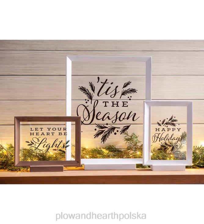 Plow & Hearth Życzenia świąteczne z akcentami świątecznymi w ramce, zestaw 3 szt 02XR62266 sezonowe i prezenty